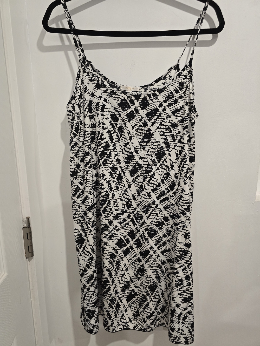 Matty M Black and White Printed Slip Dress
